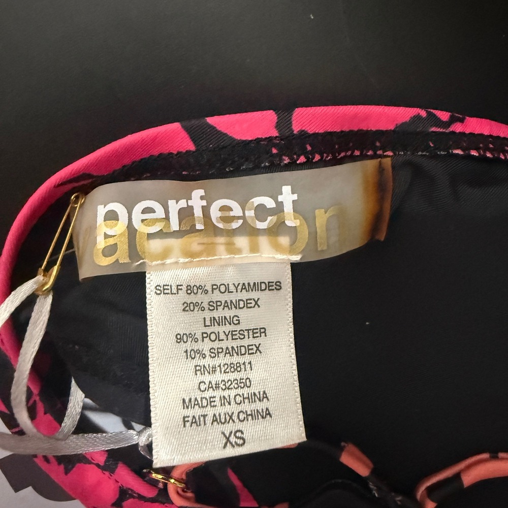 Perfect Vacation Floral Bikini Top Pink Orange Black XS NWT - Picture 3 of 3